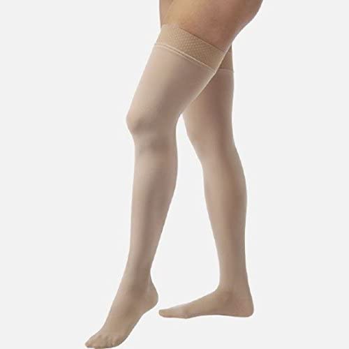 JOBST Relief Thigh High 15-20 mmHg Compression Stockings, Closed Toe with Silicone Dot Band, Large, Beige