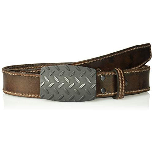 Ariat Men's Basic Stitch Edge Diamond Plate Buckle Belt, brown, 40