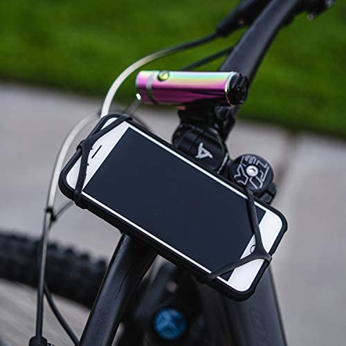 LEZYNE Smart Grip Bicycle Phone Mount, Universal Phone Mount, CNC Aluminum Frame, Rubber Strap, Secure Hold, 2 Strap Sizes Fits Most Smart Phones, Fits Variety of Handlebars