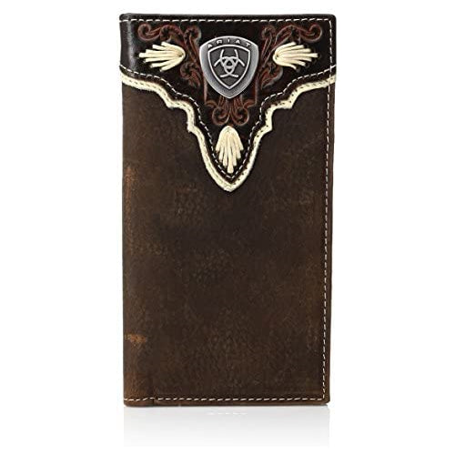 Ariat Men's Dark Distressed Trim Shield Rodeo Western Wallet