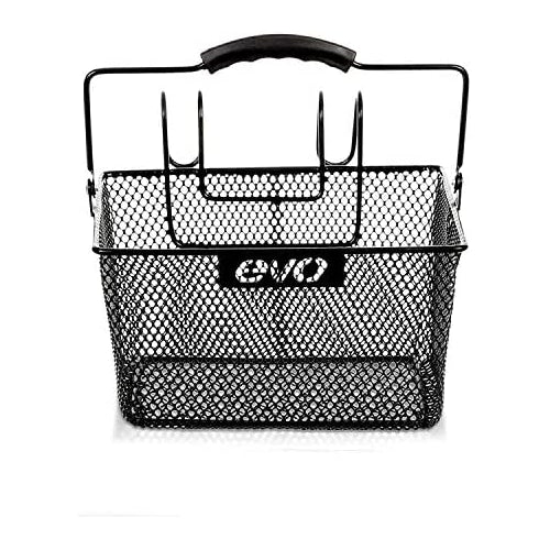 evo E-Cargo Handlebar Bicycle Basket - Lift-Off Steel Mesh Wire Bike Basket - Black