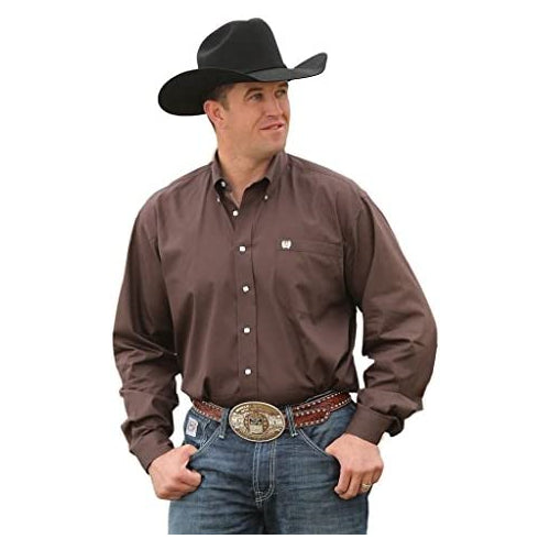 Cinch Mens Pinpoint Oxford Long Sleeve Shirt XX-Large Brown