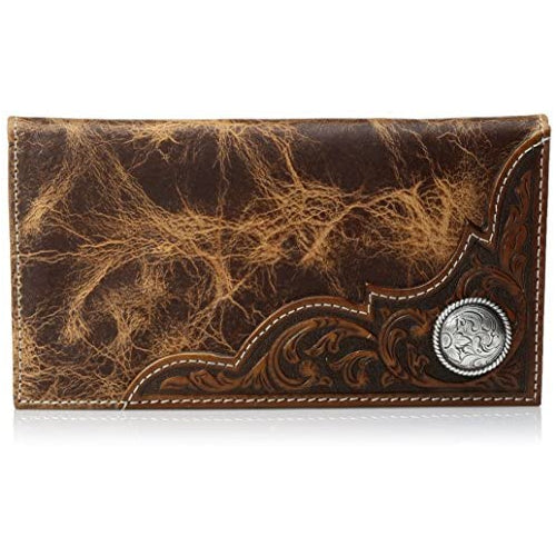 Ariat Men's Distressed Corner Over Circle Rodeo Wallet, tan, One Size