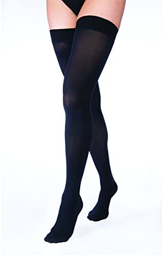 JOBST UltraSheer Thigh High with Sensitive Top Band, 20-30 mmHg Compression Stockings, Closed Toe, Small, Classic Black