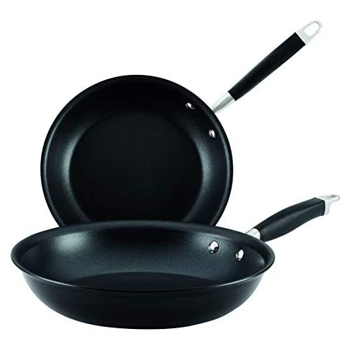 Anolon Advanced Nonstick Fry Pan Hard Anodized Skillet Set, 10" and 12", Black