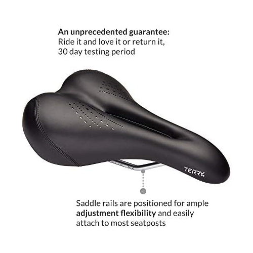 Terry Liberator Y Gel Bike Saddle | Bicycle Seat Optimized for Men - Flexible & Comfortable | More Padding, Comfortable Cushion, Additional Support, Low Profile, Flat Top, Black Dura-tek Cover