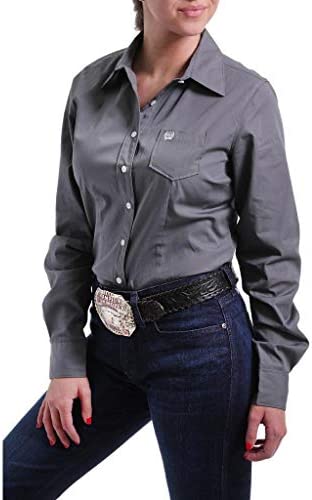 Cinch Women's Solid Long Sleeve Shirt, Black, M