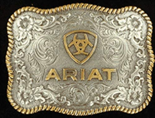 Ariat Men's Rectangle Round Edge Belt Buckle, Silver, Gold, OS