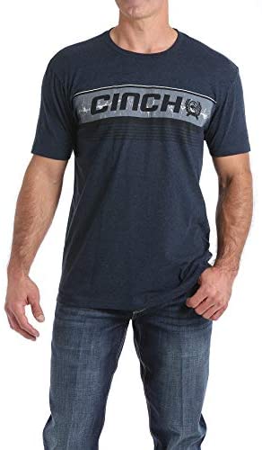 Cinch Men's Cotton-Poly Jersey Tee, Heathered Navy, L