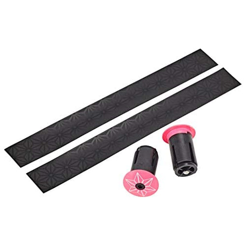 Supacaz Super Sticky Kush Galaxy Bar Tape Gun Metal Tape/Neon Pink Print, Set