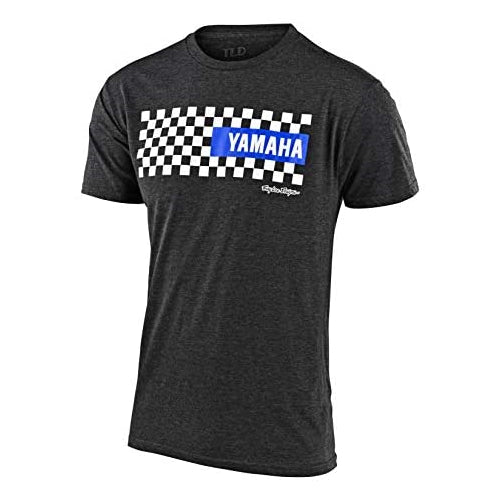 Troy Lee Designs Official Mens Yamaha Checker | Short Sleeve | T-Shirt (Charcoal Heather, LG)