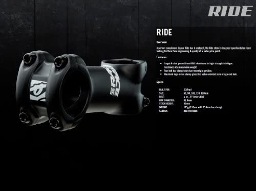 Race Face Ride Mountain Bike Stem with 60x31.8mm Clamp, Black, 1 1/8-Inch