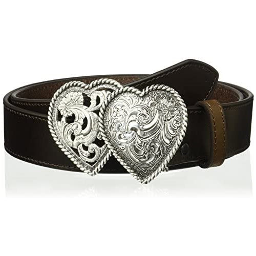 Ariat Women's Strap Two Heart Buckle Belt, brown, Medium