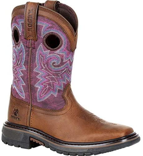 Rocky Big Kid's Original Ride FLX Western Boot Size 5(M) Brown and Purple