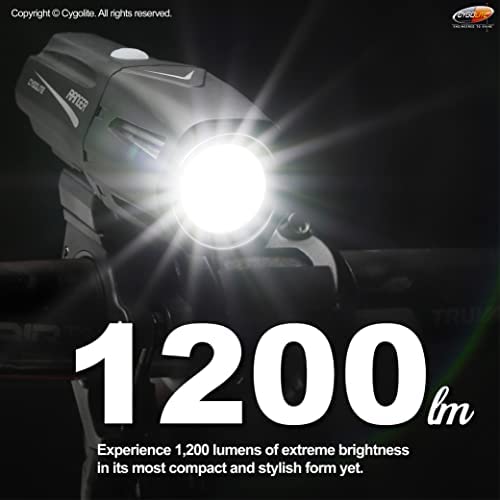 Cygolite Ranger â€“ 1,200 Lumen Bike Light â€“ 5 Night & 3 Daytime Modes â€“ Compact & Durable â€“ IP67 Waterproof â€“ Secured Hard Mount â€“ USB Rechargeable Headlight â€“ For Road, Mountain, Commuter Bicycles