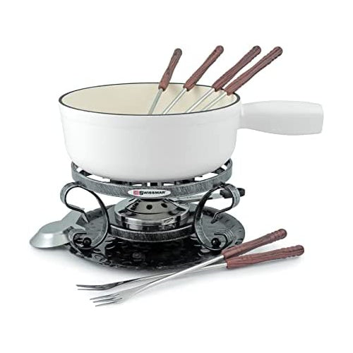 Swissmar Lugano 9 Piece Cheese Fondue Set in Matte White