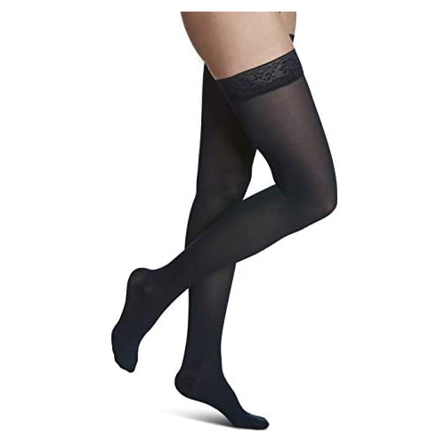 SIGVARIS WomenÃ¢Â€Â™s Style Soft Opaque 840 Closed Toe Thigh-Highs w/Grip Top 15-20mmHg