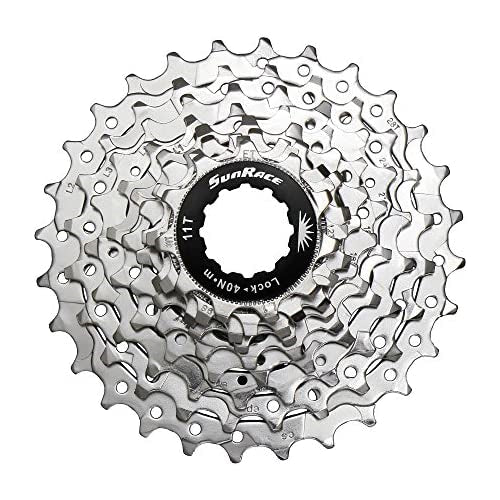 SunRace CSR91 9-Speed Nickel Plated Cassette with Alloy Lockring and Gray Spacer, 11-25T