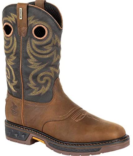 Georgia Boot Carbo-Tec LT Waterproof Pull-on Work Boot Size 11(W) Black and Brown