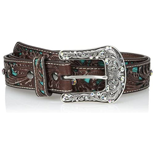 Ariat Women's Turquoise Inlay Floral Bling Belt