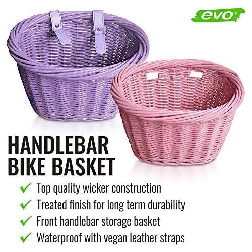 EVO E-Cargo Wicker Jr. Kids Bike Basket - Purple