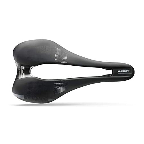 Selle Italia SLR Boost TM SuperFlow Road Bike Saddle, Light and Comfortable Race Saddle with Compact Design, Road Bicycle Seat with Soft-Tek Cover for Men and Women - 248 x 145mm, 218g, Black