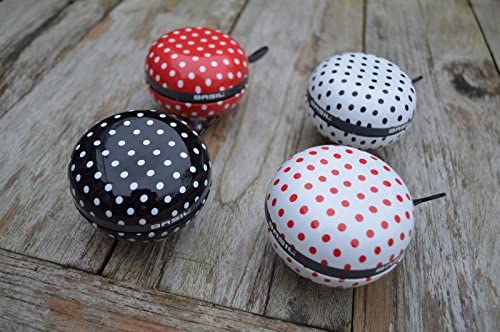 Basil Polkadot Big Bicycle Bell - Ding Dong - 80mm - Red With White Dots
