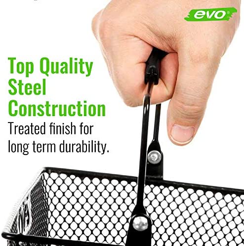 evo E-Cargo Handlebar Bicycle Basket - Lift-Off Steel Mesh Wire Bike Basket - Black