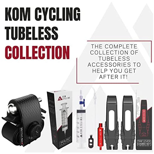 KOM Cycling Tubeless Tire Repair Kit for Bikes 8 Colors! Fixes Mountain Bike and Road Bicycle Tire Punctures (Red (PRO with CO2 Inflator))