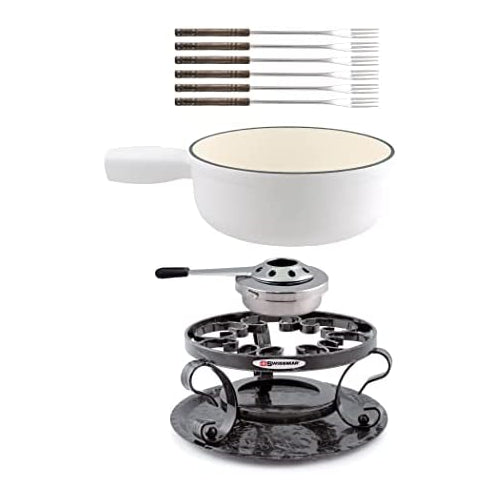 Swissmar Lugano 9 Piece Cheese Fondue Set in Matte White