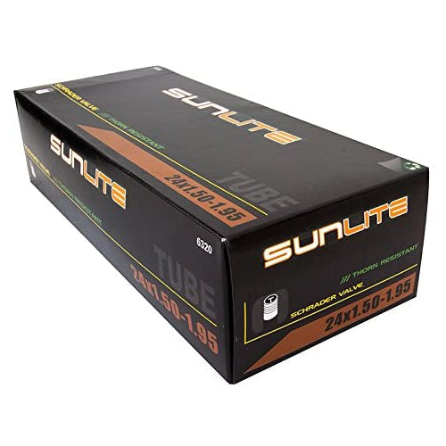 SUNLITE Thorn Resistant Schrader Valve Tube, 24 x 1.50-1.95" / 32mm, Black
