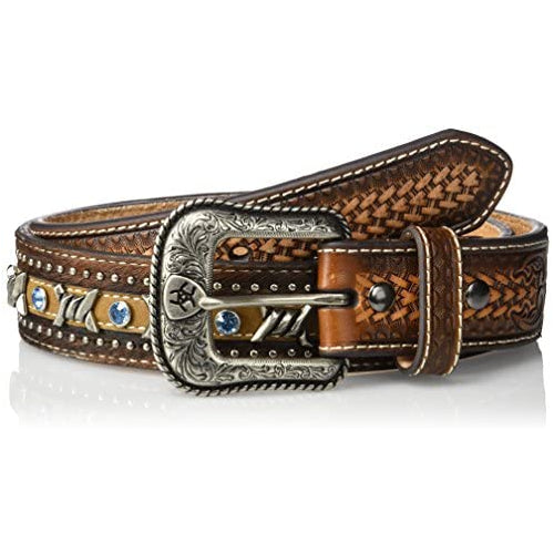 Ariat Men's Blue Crystal Barbed Center Western Belt