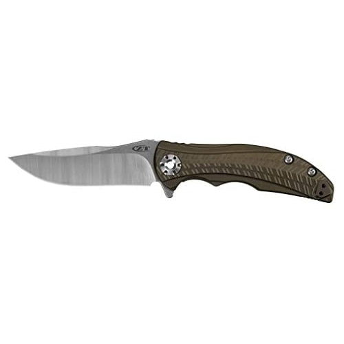 Zero Tolerance 0609 Pocketknife; 3.4-inch CPM 20CV Drop Point Blade with Two-Toned Finish; 3D Textured Titanium Handle, Anodized Bronze; KVT Ball Bearing Manual Open; Reversible Pocketclip; 3.3 oz