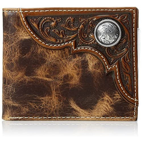 Ariat Men's Distressed Corner Over Circle Trifold Wallet