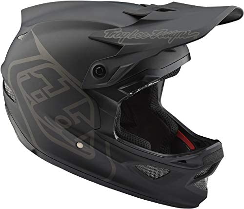 Troy Lee Designs D3 Fiberlite Mono Full-Face Downhill BMX Mountain Bike Adult Helmet with TLD Shield Logo (2XLarge, Black)