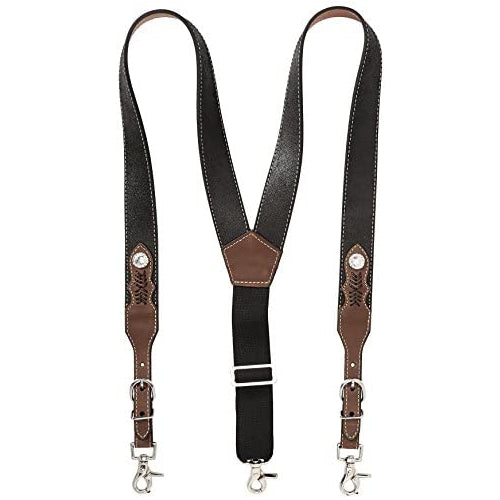 Nocona Belt Co. Men's Top Hand Leather Suspender, black/brown, X-Large