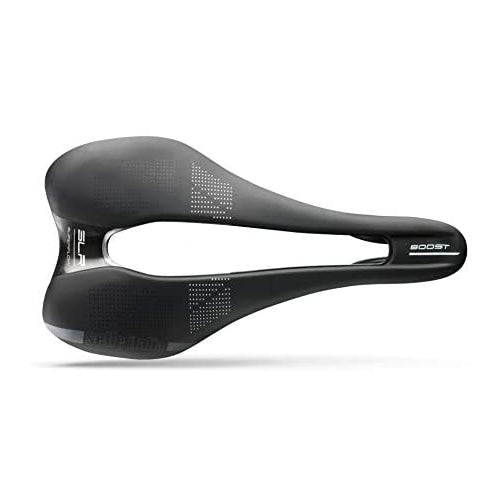 Selle Italia SLR Boost TM SuperFlow Road Bike Saddle, Light and Comfortable Race Saddle with Compact Design, Road Bicycle Seat with Soft-Tek Cover for Men and Women - 248 x 130mm, 208g, Black