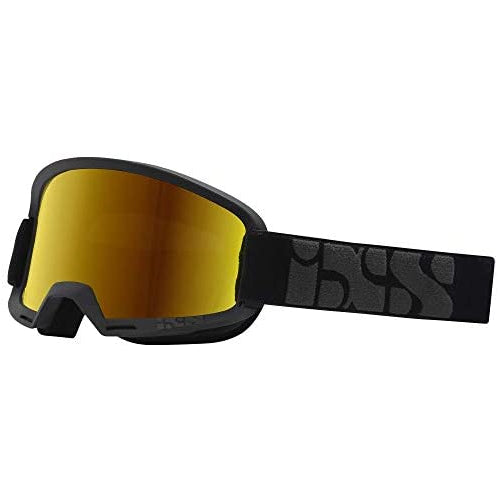 IXS Hack Goggle Trigger Black/Mirror Gold One Size, 45mm Elastic Strap, Unobstructed Pereferal Vision (178Â°x78Â°), 3ply Foam for Increased Comfort, iXS Roll-Off/Tear-Off Compatibility