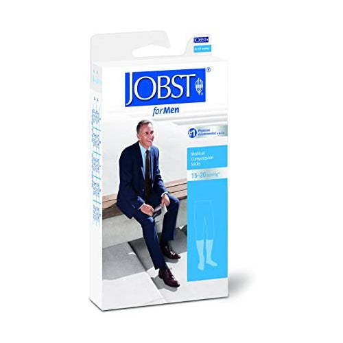 JOBST forMen Knee High 15-20 mmHg Compression Socks, Closed Toe, Small, Khaki,115012