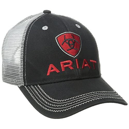 ARIAT Men's Black Red Gray Mesh Hat