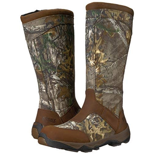 Rocky Men's Retraction Waterproof Side-Zip Snake Boot Knee High, Realtree Xtra, 9.5 M US