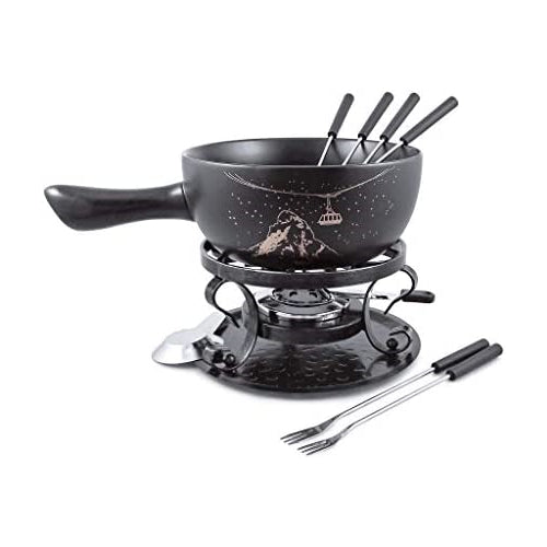 Swissmar Cheese Fondue Sets - Includes Ceramic Pots, Rechauds, Six (6) Fondue Forks, Fondue Burner, and Recipe Card (Swissmar Gruyere Fondue Set)