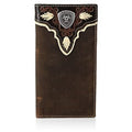 Ariat Men's Dark Distressed Trim Shield Rodeo Western Wallet