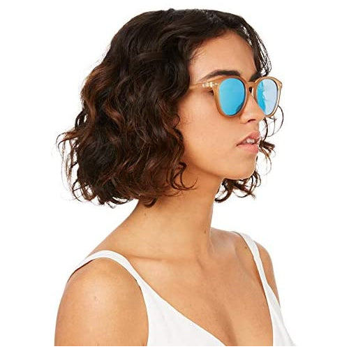 Le Specs Women's Bandwagon Sunglasses, Raw Sugar/Ice Blue Revo Mirror, One Size