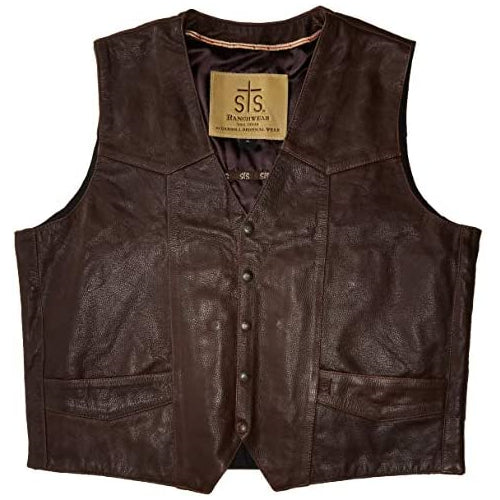 STS Ranchwear Men's Lightweight Classic Leather Vest (Black, Extra Extra Large)