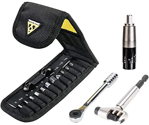 Topeak Ratchet Rocket Lite NTX+, Ratchet Tool and bits, w/ 2-6 Nm Adjustable TorqBit and Chain Tool Head, 19 Function Bike Tool