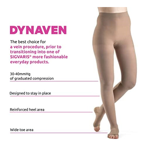 SIGVARIS Womenâ€™s DYNAVEN Open Toe Pantyhose 30-40mmHg