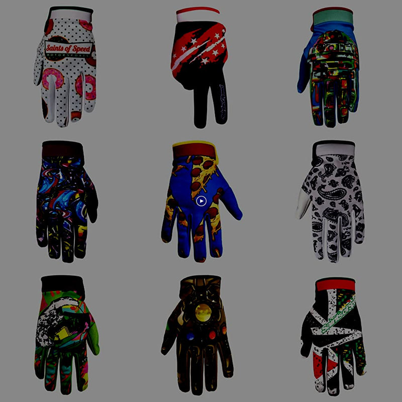 Saints of Speed Mountain Bike & Motorcycle Gloves (Medium, Black Paisley)