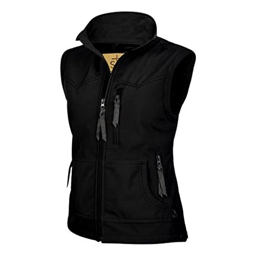 STS Ranchwear STS3452 Women's Flattering Cut Softshell Vest (Black, X-Large)