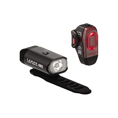 LEZYNE Mini Drive 400 & KTV Pro Bicycle Headlight & Taillight Pair, USB Rechargeable, Bike Lights